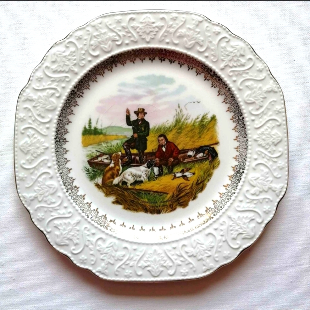 Vintage Wood&Sons Decorative Plate Wild Duck Shooting Embossed (# 1)